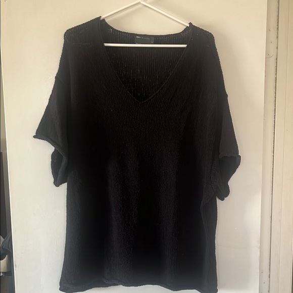 ASOS Black Oversized Boxy Short Sleeve Knit Top Cotton blend - Picture 1 of 5
